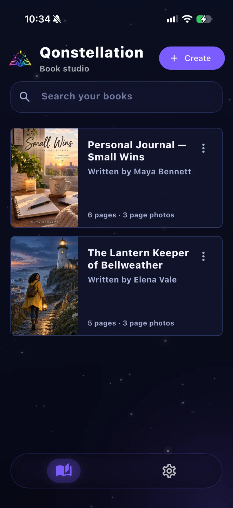 Qonstellation studio displayed on a phone